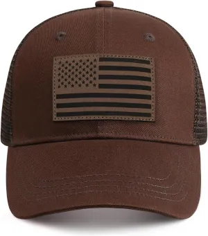 American Flag Trucker Hat - Snapback Hats for Men Women Baseball Cap - Breathable Mesh & Adjustable Fit for Casual Wear