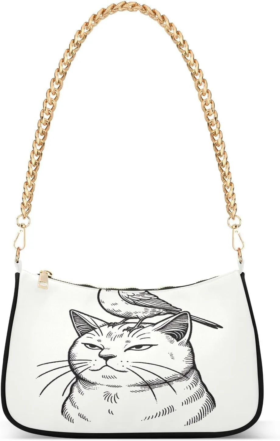 Angry Cat with Canary on Head Hand Bags for Women, Crossbody Bags