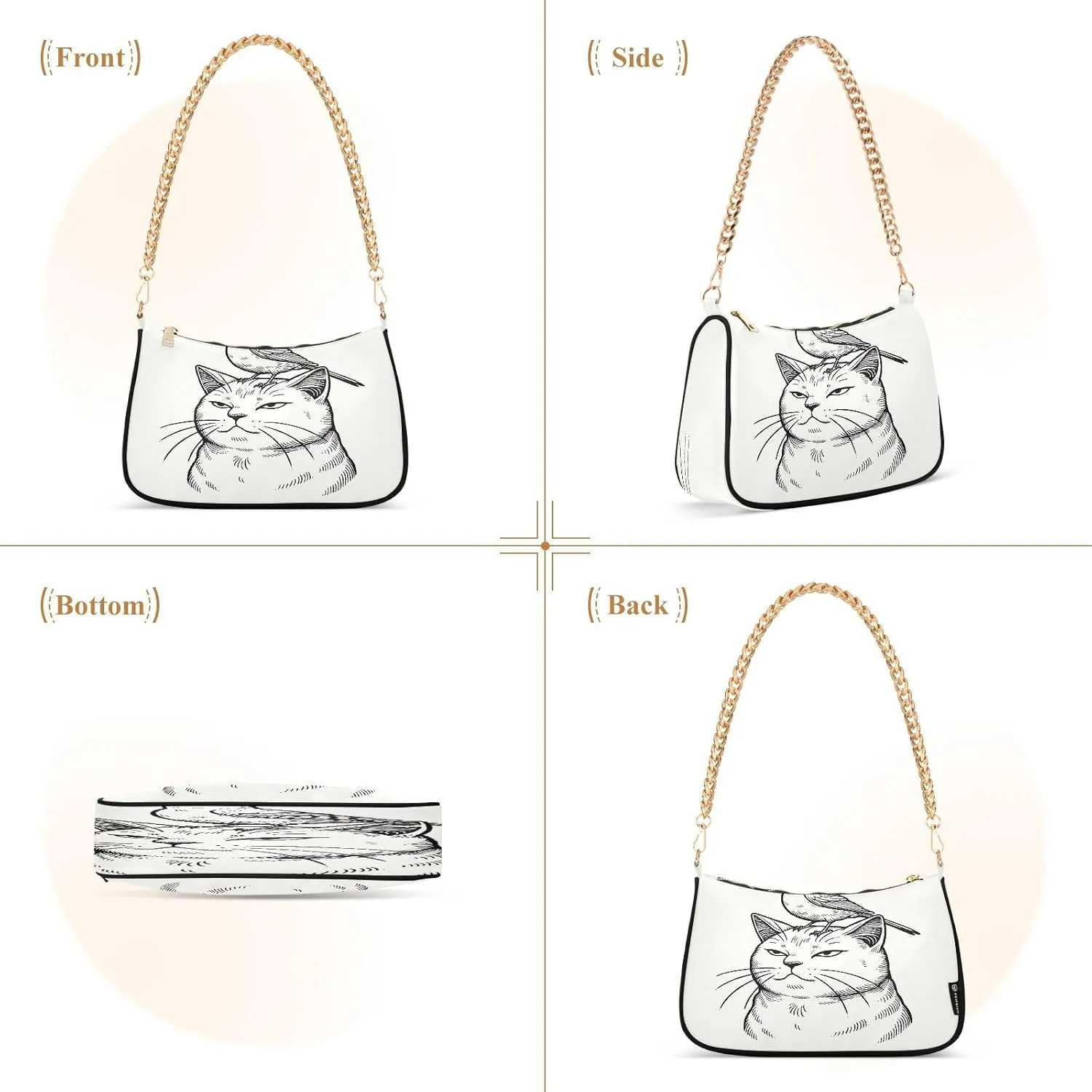 Angry Cat with Canary on Head Hand Bags for Women, Crossbody Bags