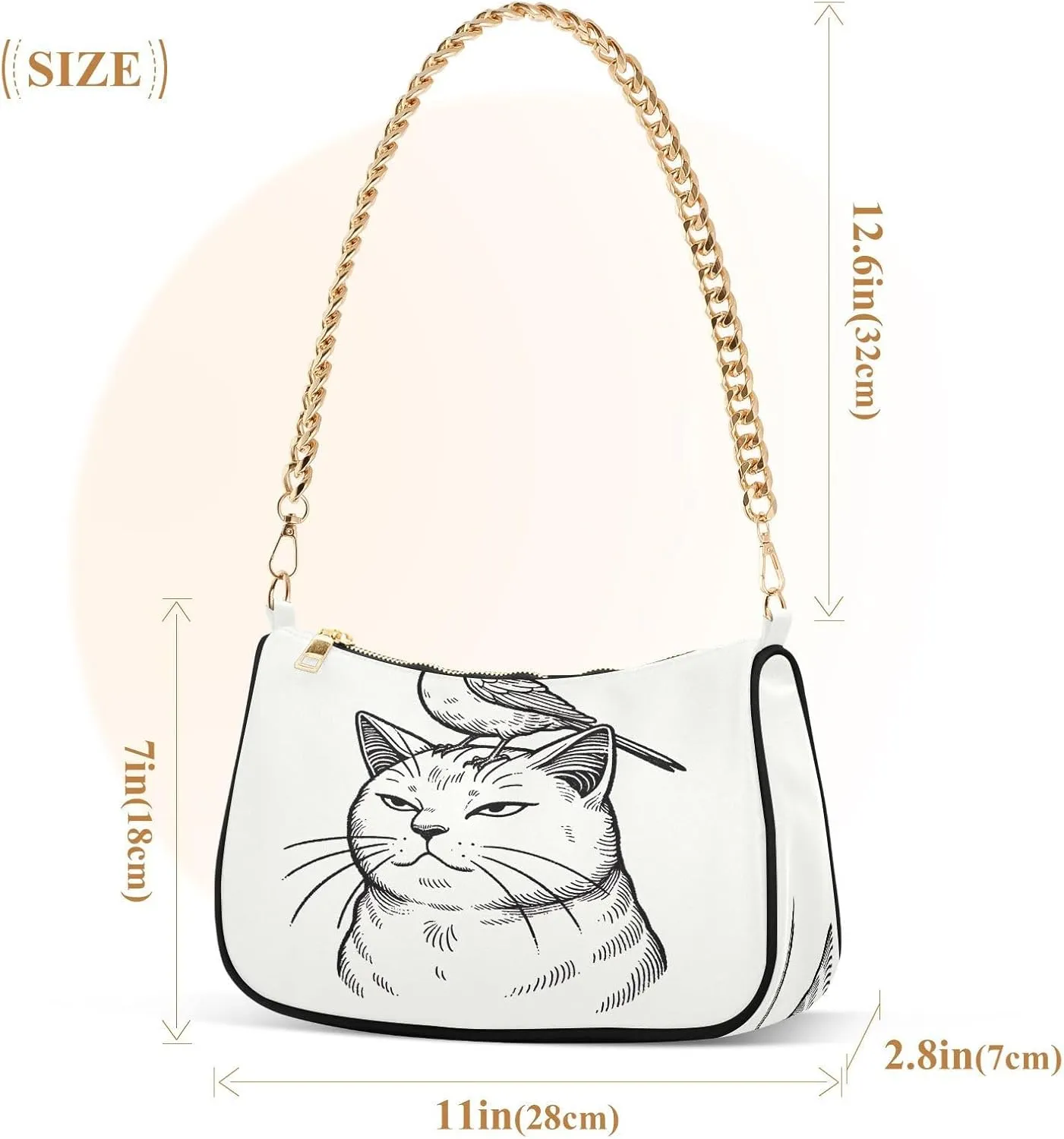 Angry Cat with Canary on Head Hand Bags for Women, Crossbody Bags