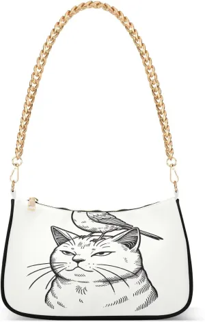 Angry Cat with Canary on Head Hand Bags for Women, Crossbody Bags