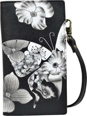 Anna by Anuchka Women's Hand-Painted Genuine Leather Phone Wallet Organizer Crossbody