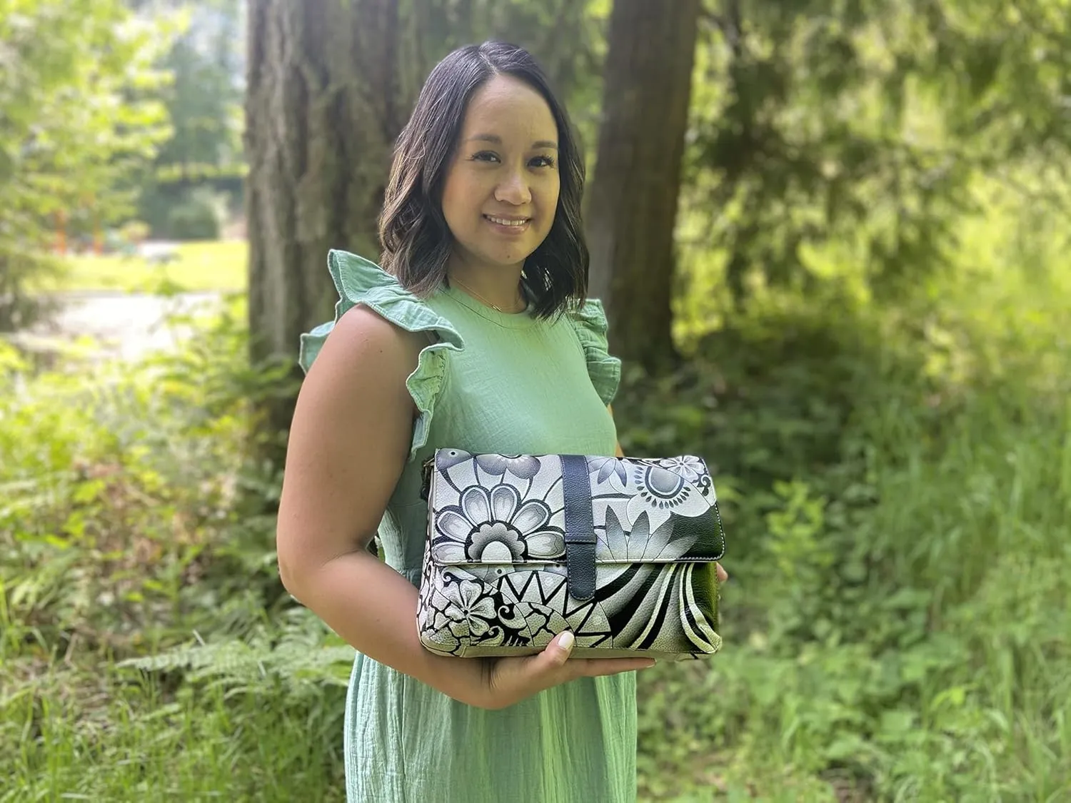 Anna by Anuschka Hand Painted Leather Women's Medium Flap Messenger