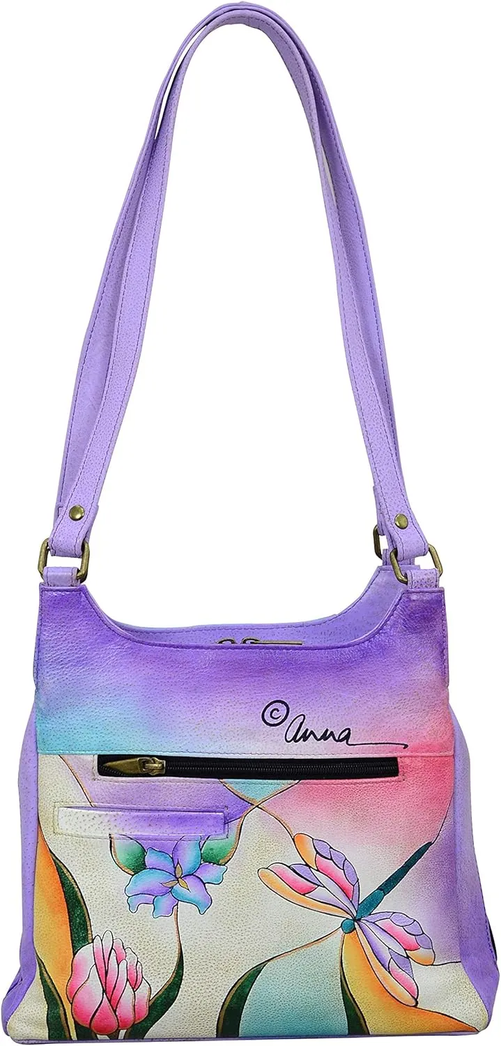 Anna by Anuschka Hand-Painted Original Artwork, Genuine Leather - Triple Compartment Satchel