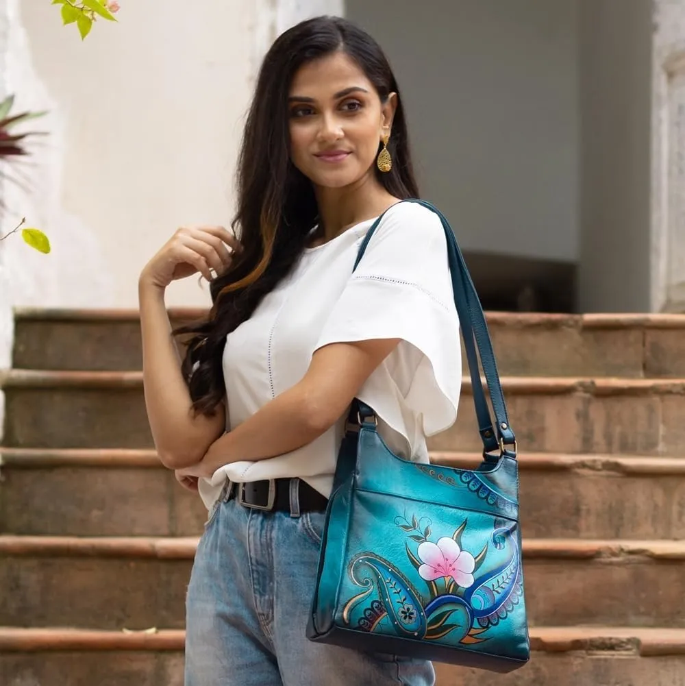 Anna by Anuschka Hand-Painted Original Artwork, Genuine Leather - Triple Compartment Satchel