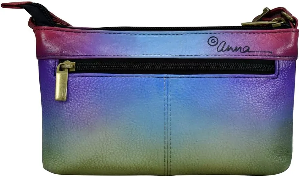 Anna by Anuschka Original Hand-Painted Crossbody Organizer-Leather Handbag for Women