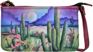 Anna by Anuschka Original Hand-Painted Crossbody Organizer-Leather Handbag for Women
