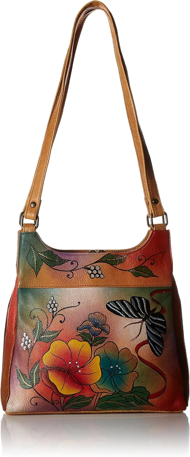 Anna by Anuschka Women Hand Painted Leather Triple Compartment Satchel