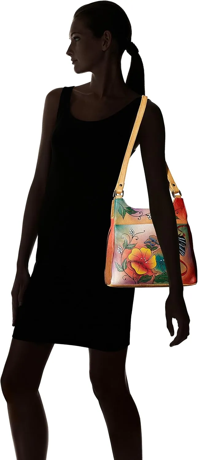 Anna by Anuschka Women Hand Painted Leather Triple Compartment Satchel