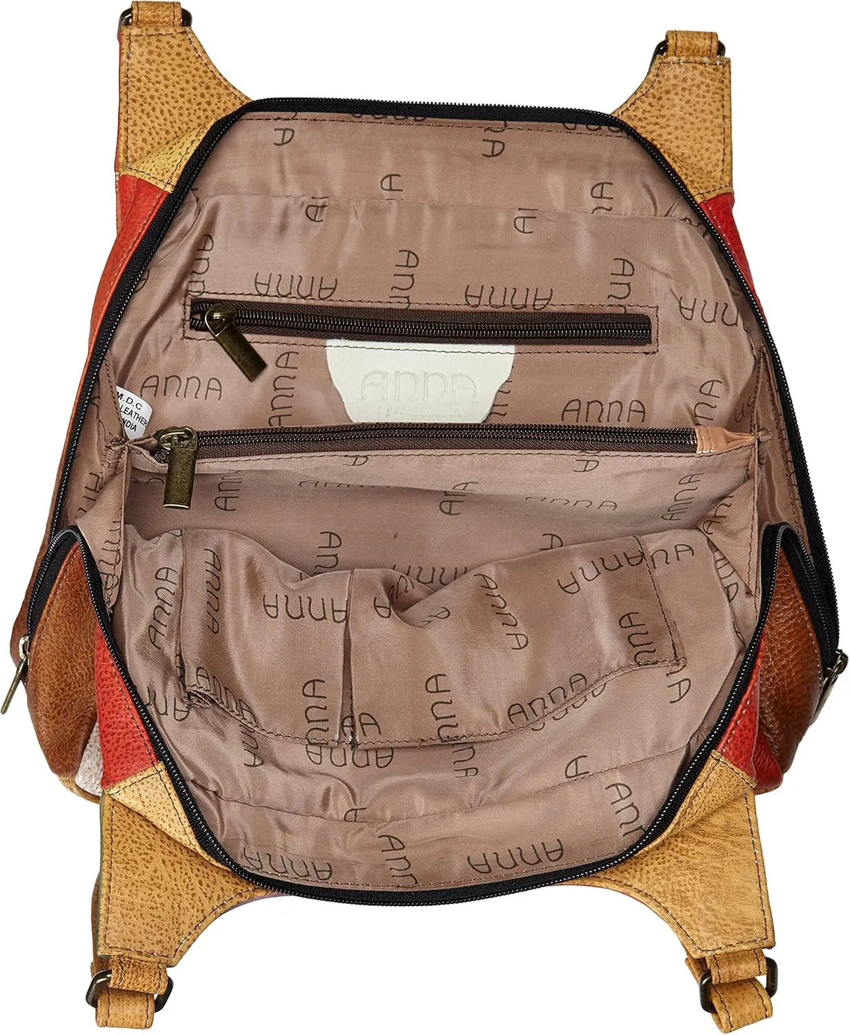 Anna by Anuschka Women Hand Painted Leather Triple Compartment Satchel
