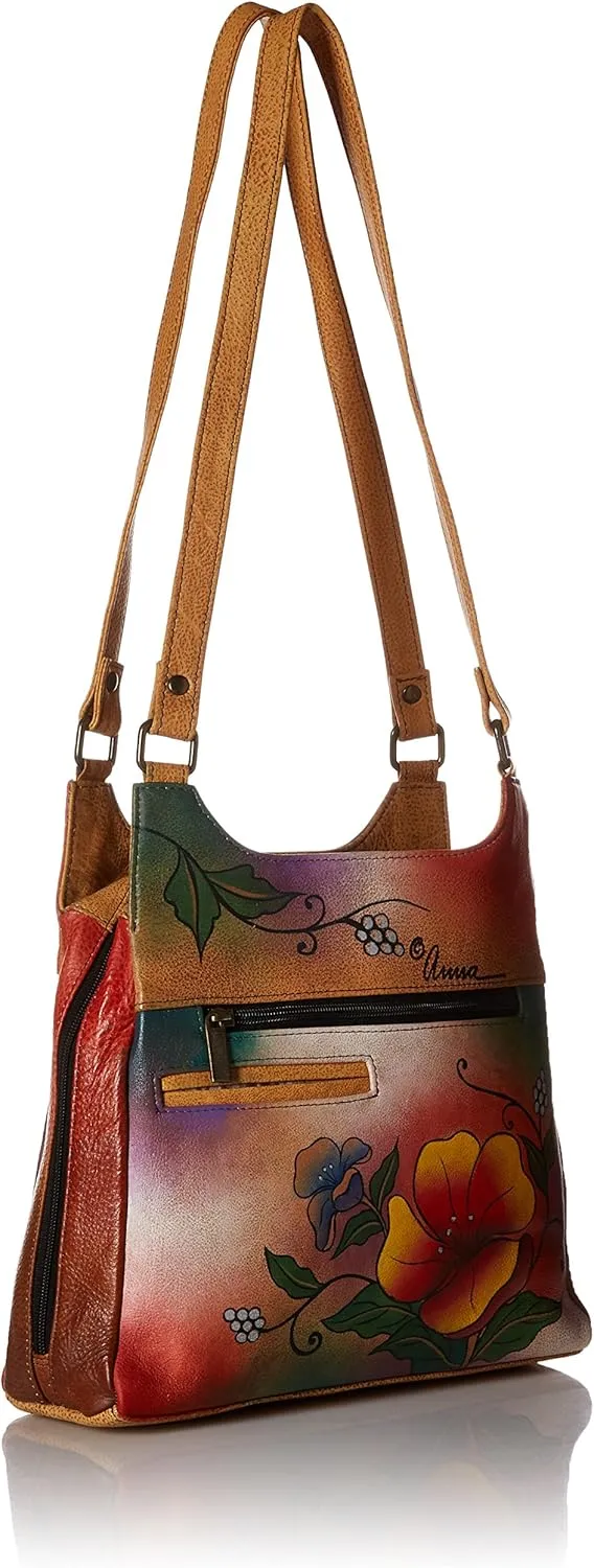 Anna by Anuschka Women Hand Painted Leather Triple Compartment Satchel