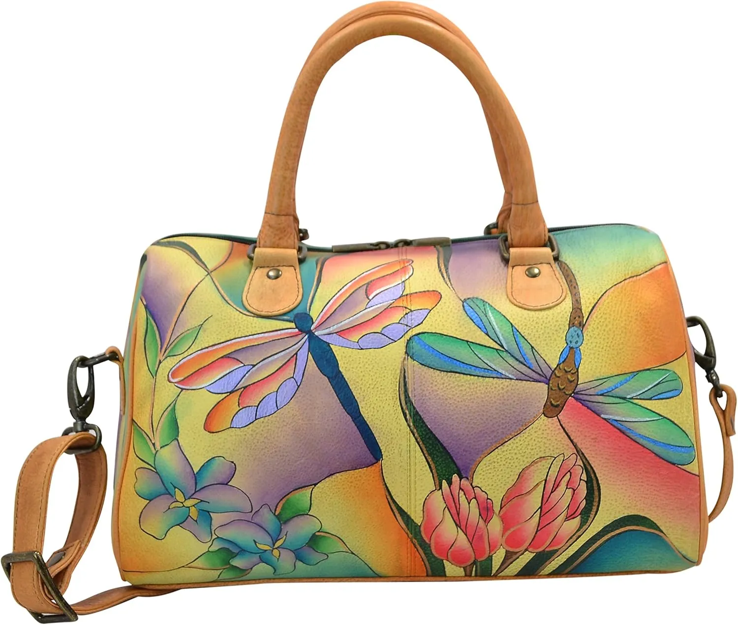 Anna by Anuschka Women's Genuine Leather Satchel | Zip Around | Hand-Painted Original Artwork