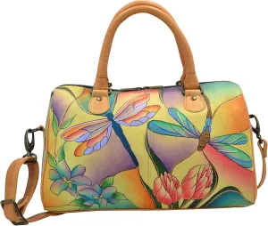 Anna by Anuschka Women's Genuine Leather Satchel | Zip Around | Hand-Painted Original Artwork