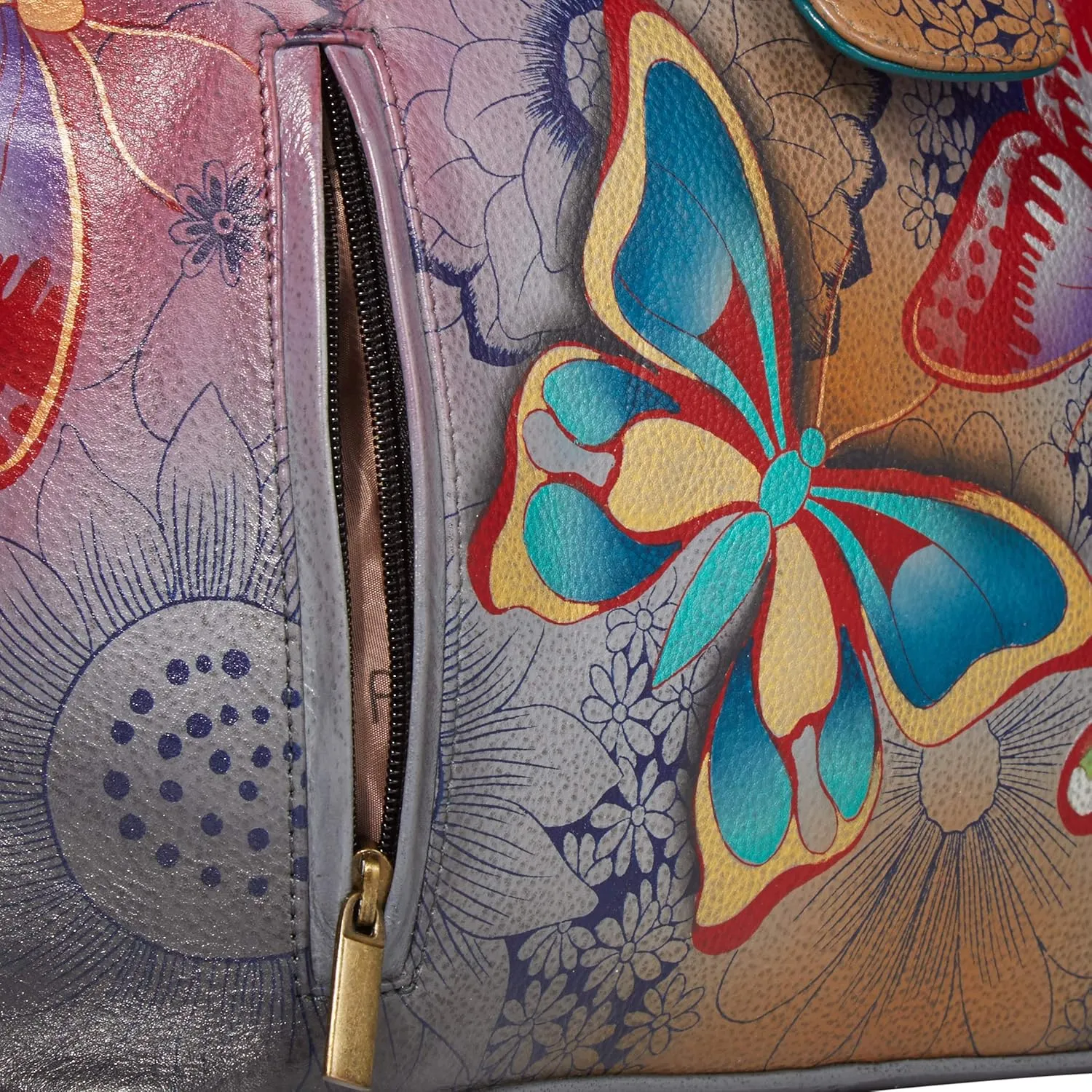 Anna by Anuschka Women's Hand Painted Genuine Leather Medium Tote