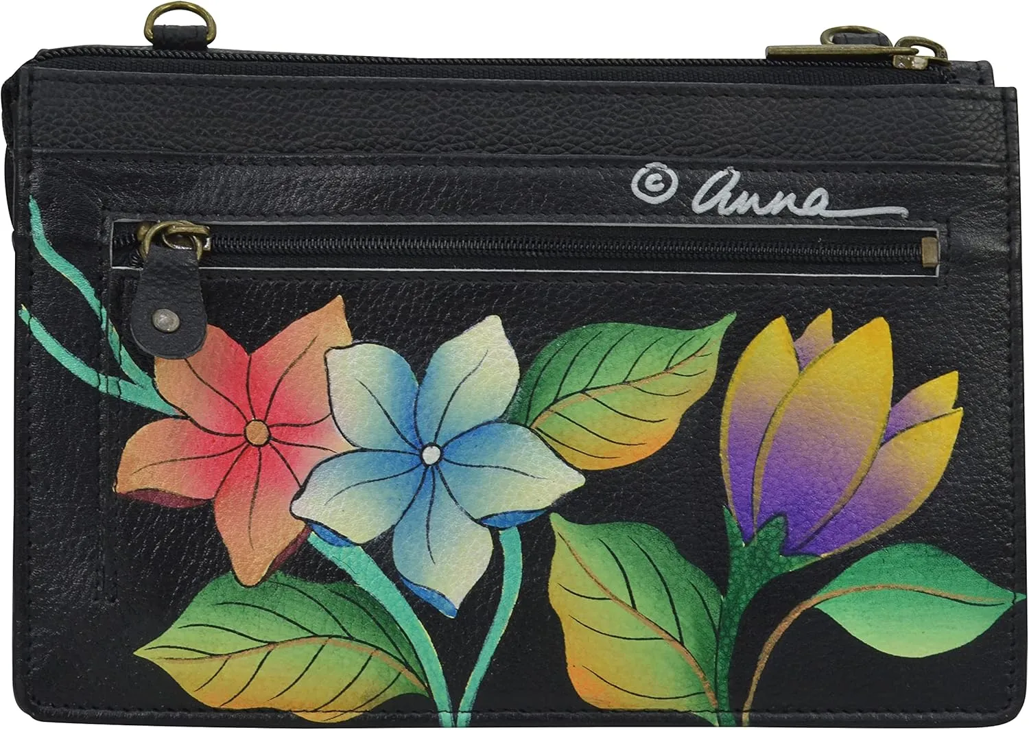 Anna by Anuschka Women’s Hand-Painted Genuine Leather Organizer Wallet On a String
