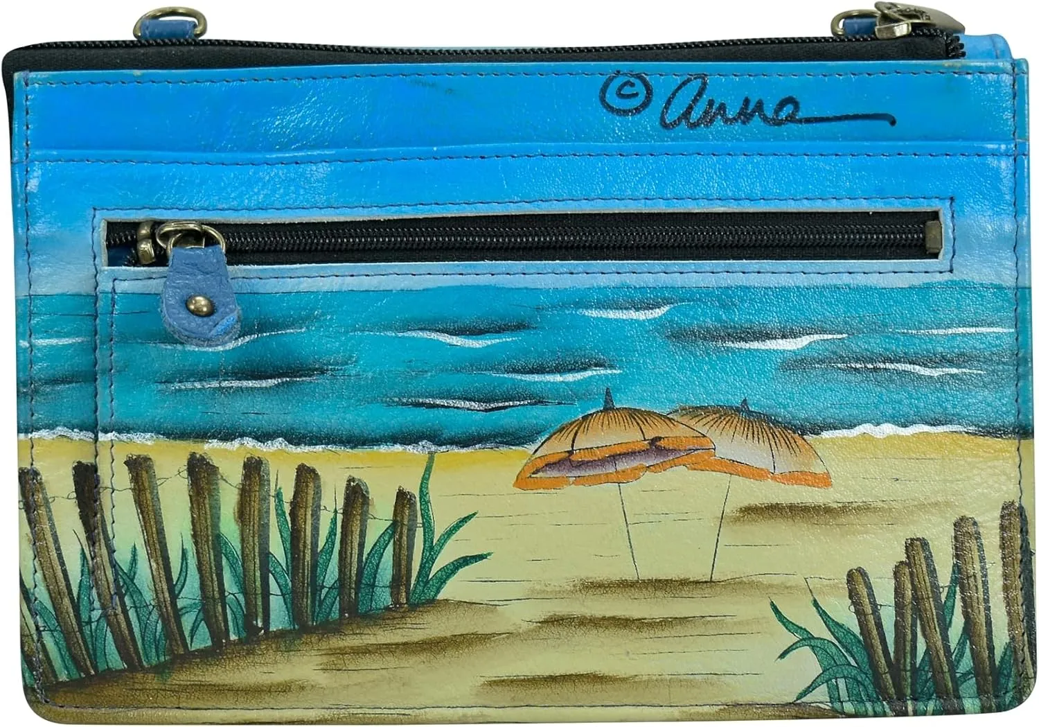 Anna by Anuschka Women’s Hand-Painted Genuine Leather Organizer Wallet On a String