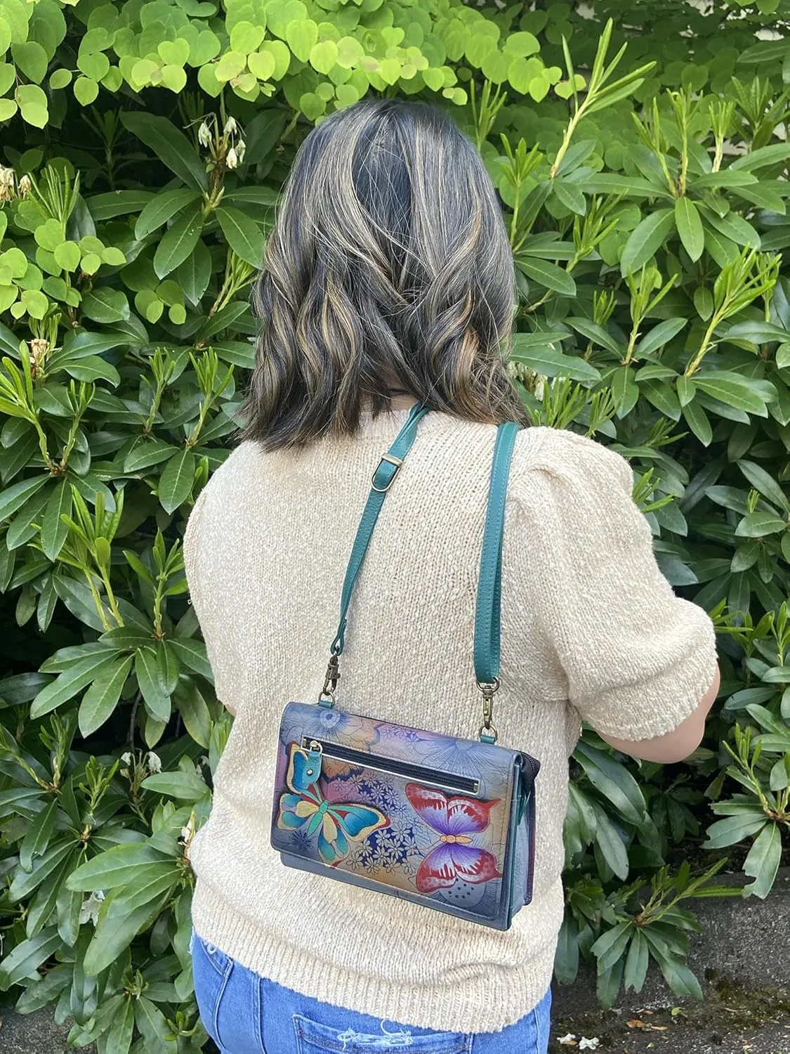 Anna by Anuschka Women’s Hand-Painted Genuine Leather Organizer Wallet On a String