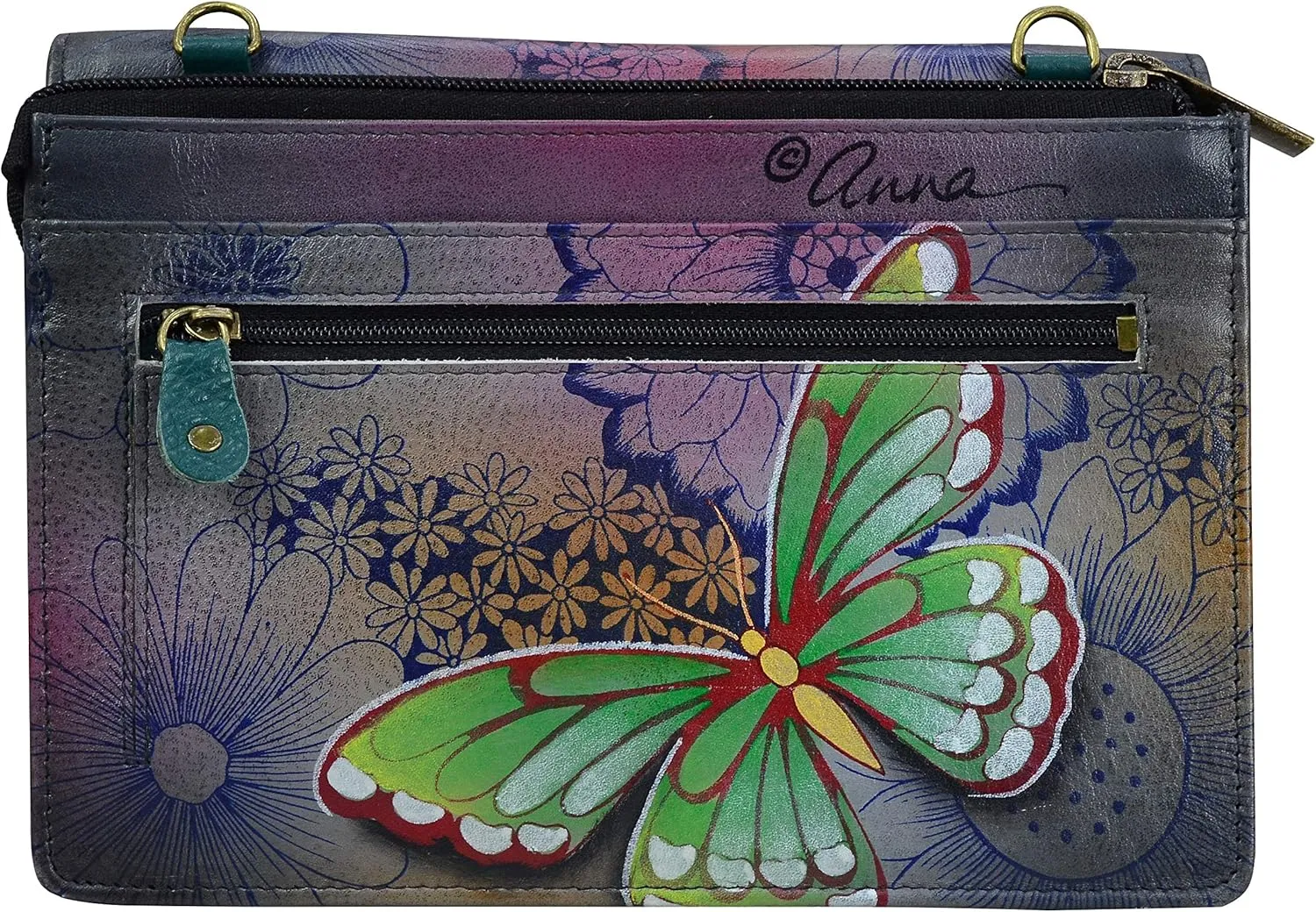 Anna by Anuschka Women’s Hand-Painted Genuine Leather Organizer Wallet On a String