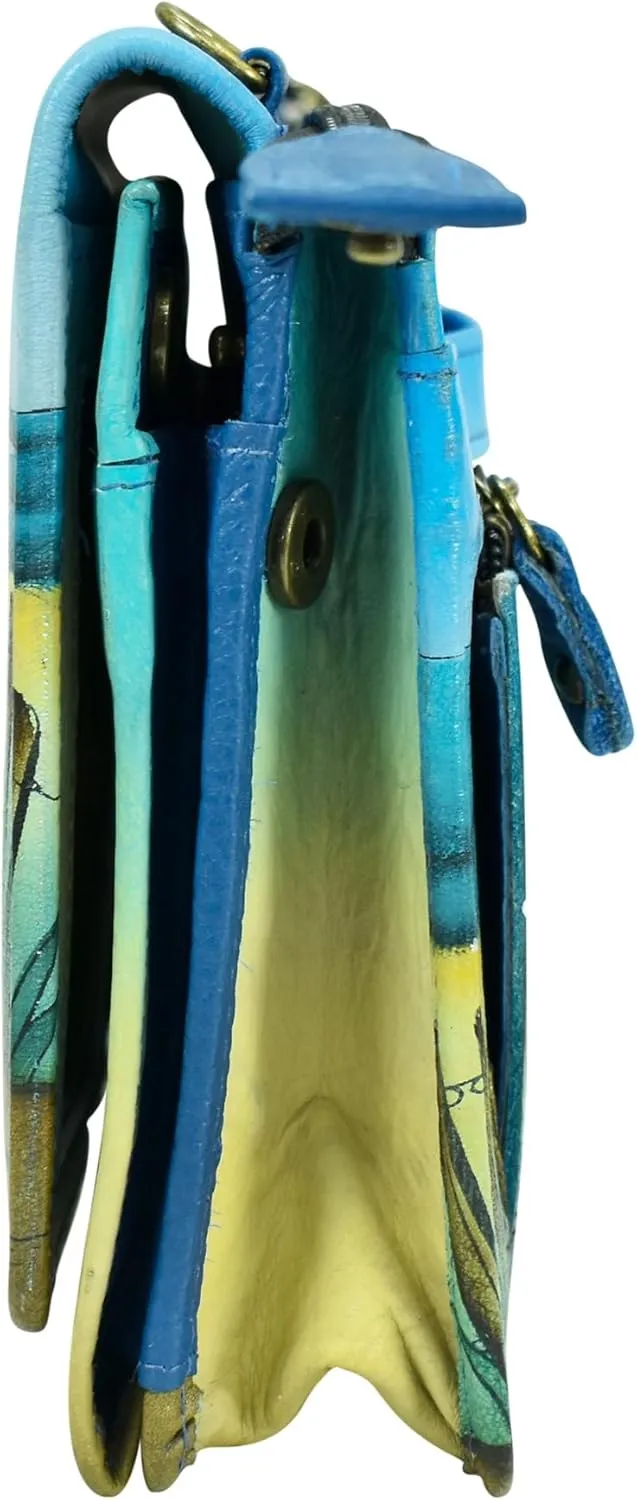 Anna by Anuschka Women’s Hand-Painted Genuine Leather Organizer Wallet On a String