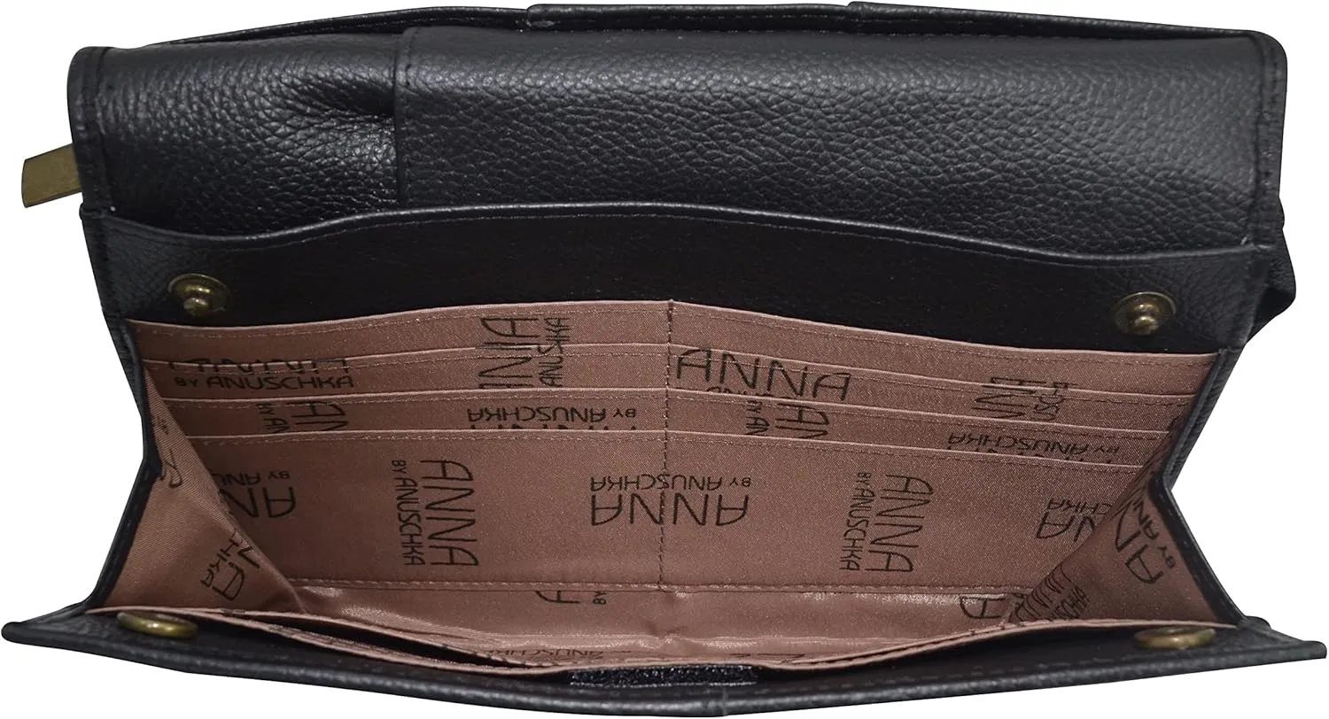 Anna by Anuschka Women’s Hand-Painted Genuine Leather Organizer Wallet On a String