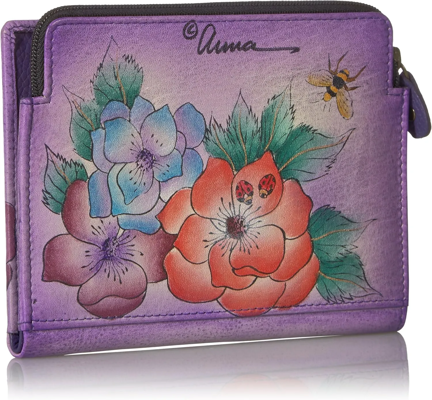 Anna By Anuschka Women's Hand-Painted Genuine Leather Two Fold Clutch Wallet