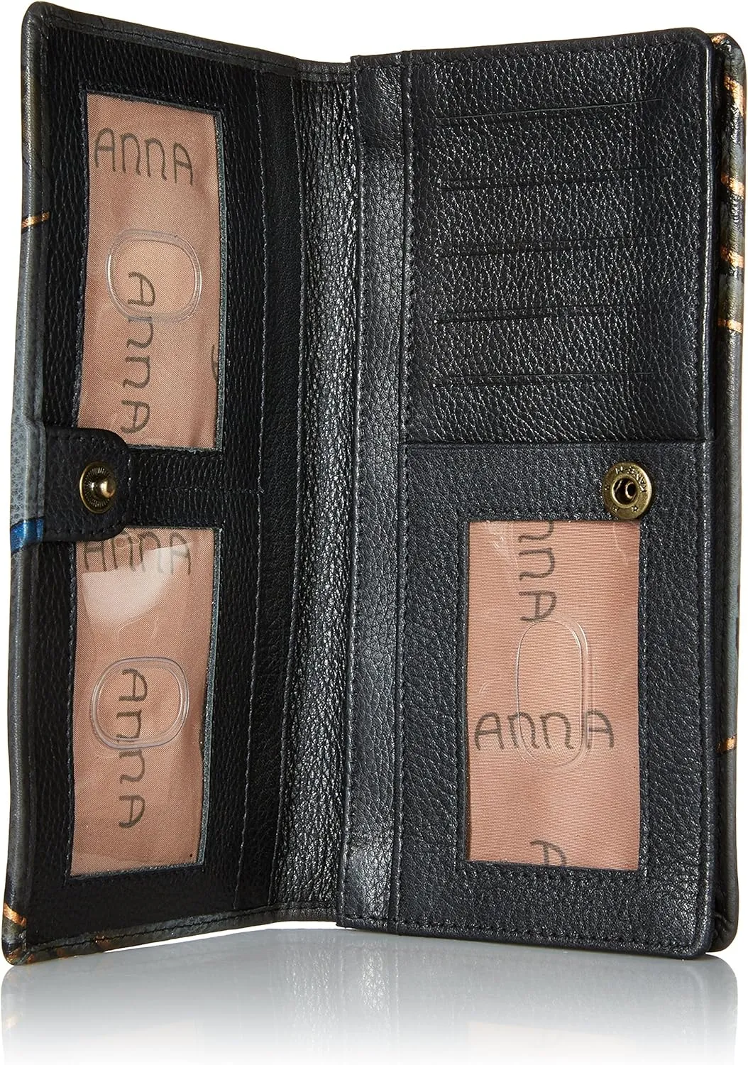 Anna by Anuschka Women's Hand Painted Leather Clutch Wallet-Precious Peony Eggplant