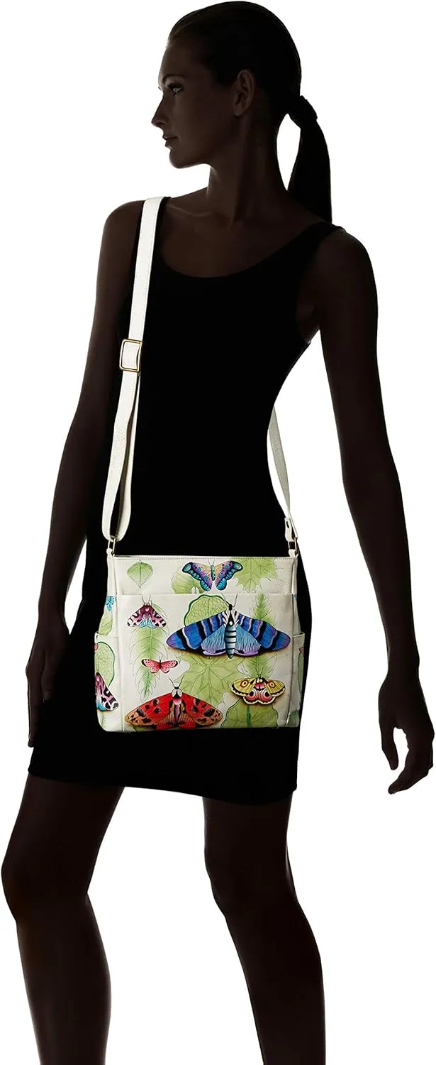 Anna by Anuschka Women's Hand-Painted Leather Crossbody with Side Pockets