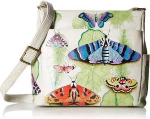 Anna by Anuschka Women's Hand-Painted Leather Crossbody with Side Pockets
