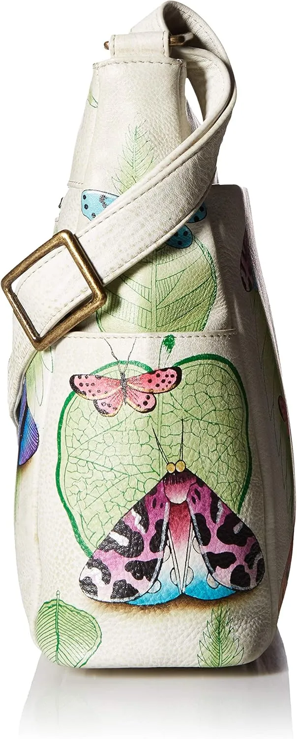 Anna by Anuschka Women's Hand-Painted Leather Crossbody with Side Pockets