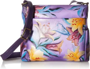 Anna by Anuschka Women's Hand-Painted Leather Crossbody with Side Pockets