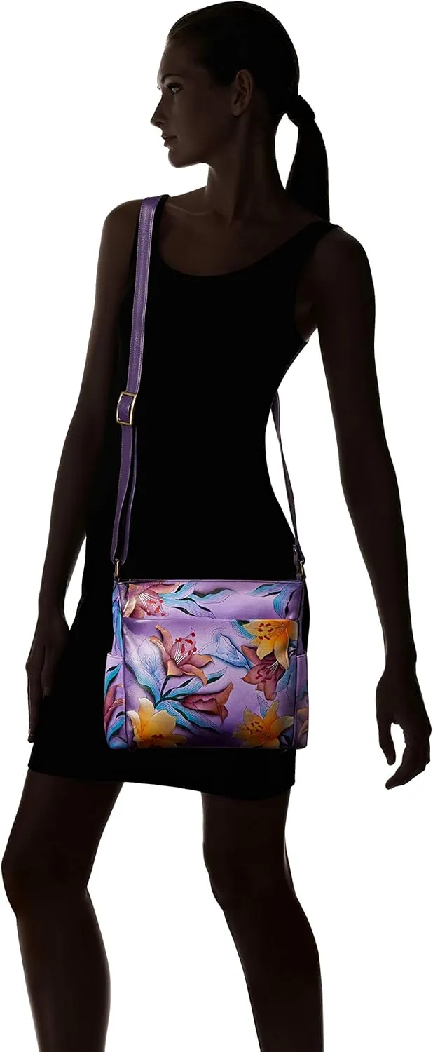 Anna by Anuschka Women's Hand-Painted Leather Crossbody with Side Pockets