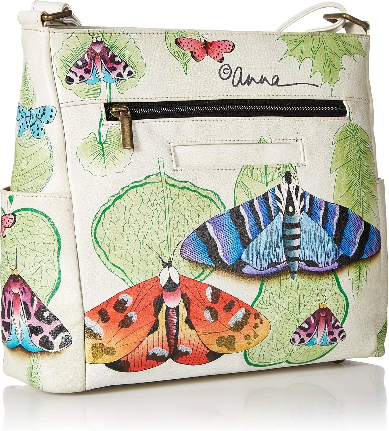 Anna by Anuschka Women's Hand-Painted Leather Crossbody with Side Pockets