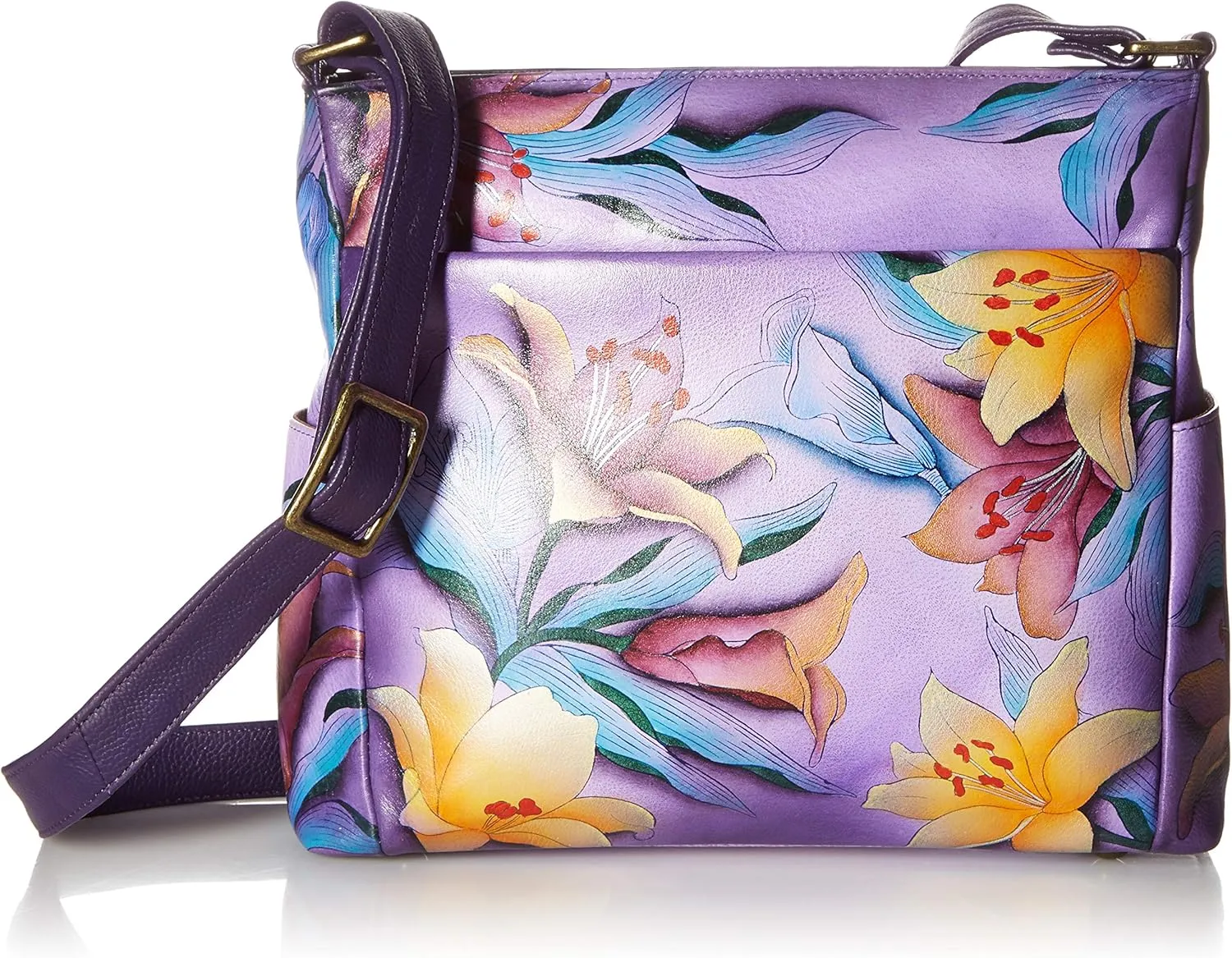 Anna by Anuschka Women's Hand-Painted Leather Crossbody with Side Pockets