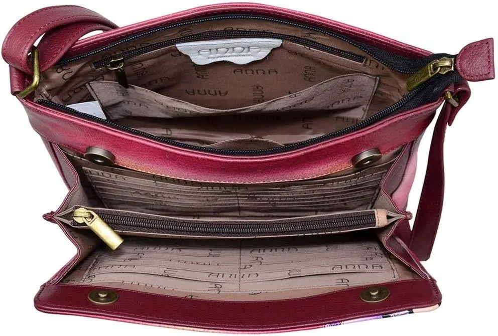 Anna by Anuschka Women's Hand-Painted Leather Organizer Crossbody