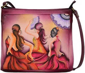 Anna by Anuschka Women's Hand-Painted Leather Organizer Crossbody