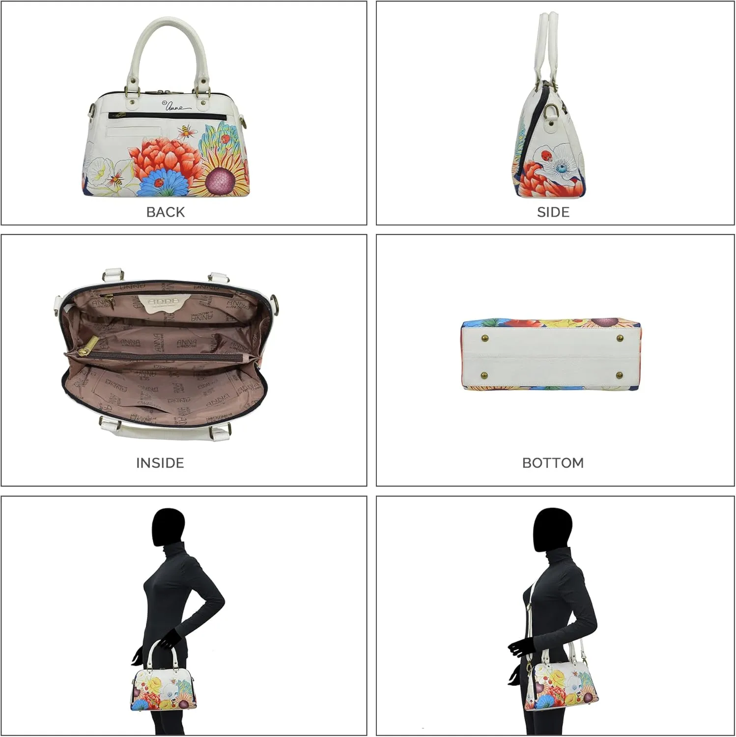 Anna by Anuschka Women's Hand-Painted Leather Wide Organizer Satchel