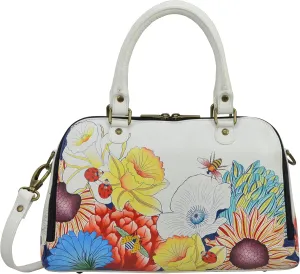 Anna by Anuschka Women's Hand-Painted Leather Wide Organizer Satchel