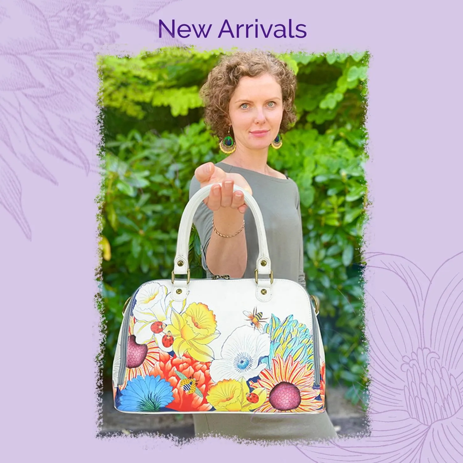 Anna by Anuschka Women's Hand-Painted Leather Wide Organizer Satchel