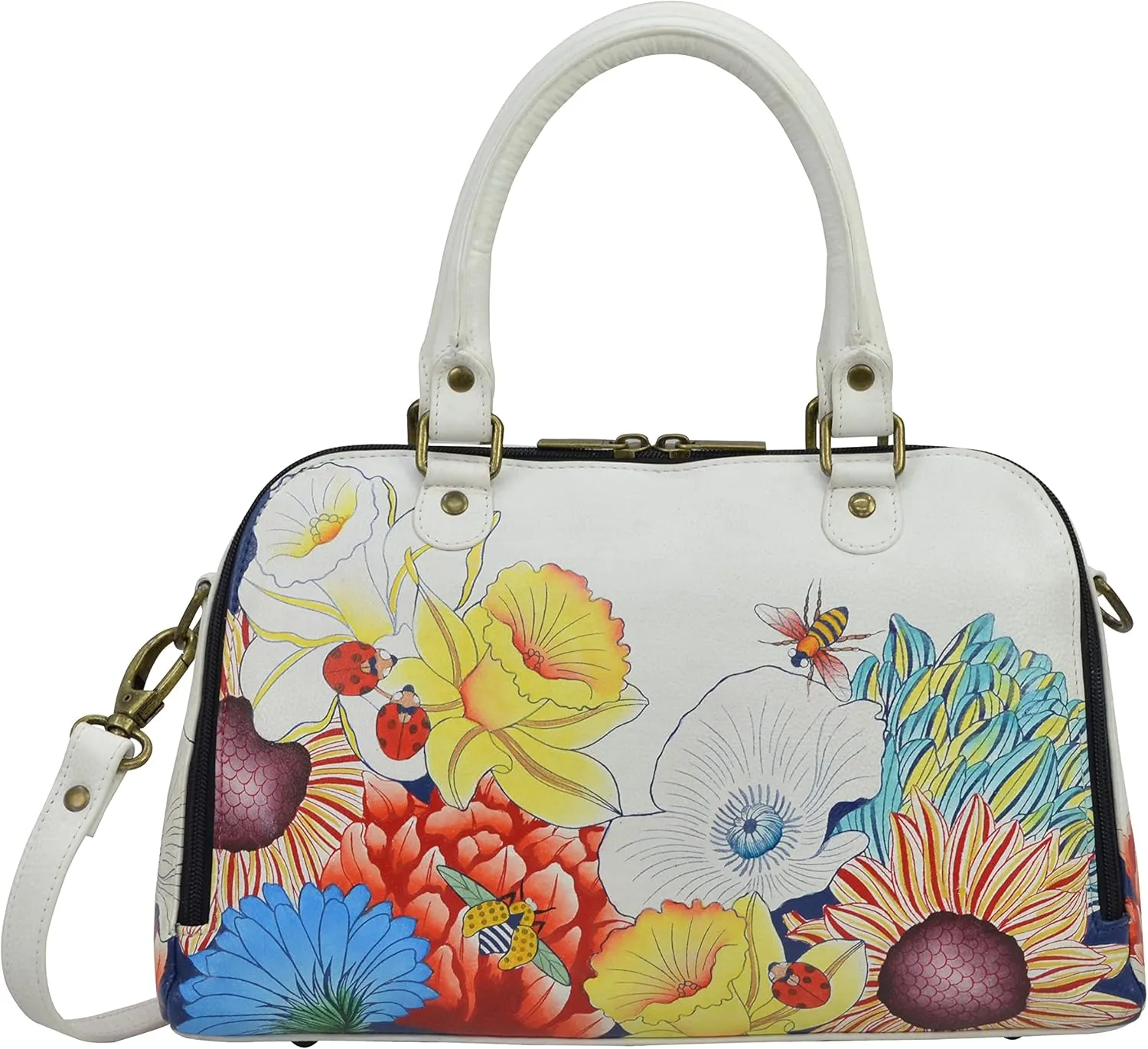 Anna by Anuschka Women's Hand-Painted Leather Wide Organizer Satchel