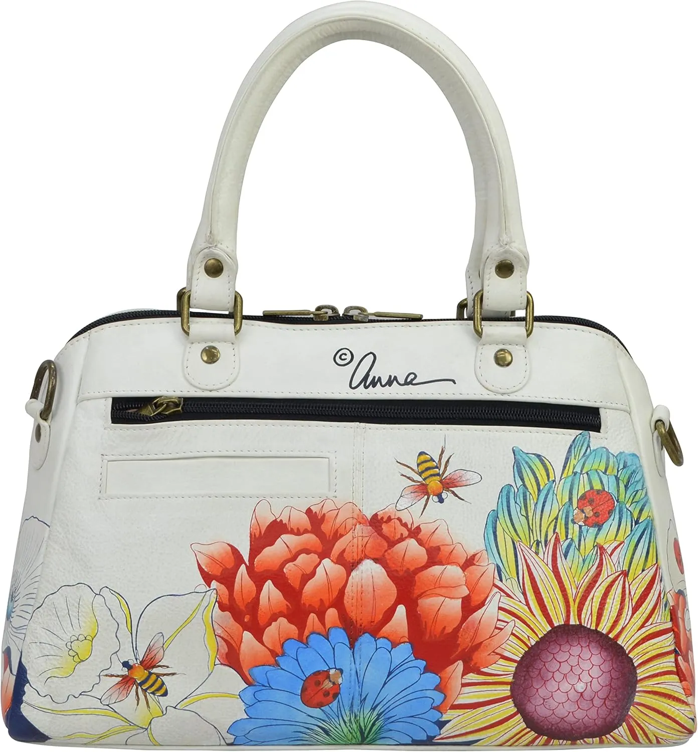 Anna by Anuschka Women's Hand-Painted Leather Wide Organizer Satchel