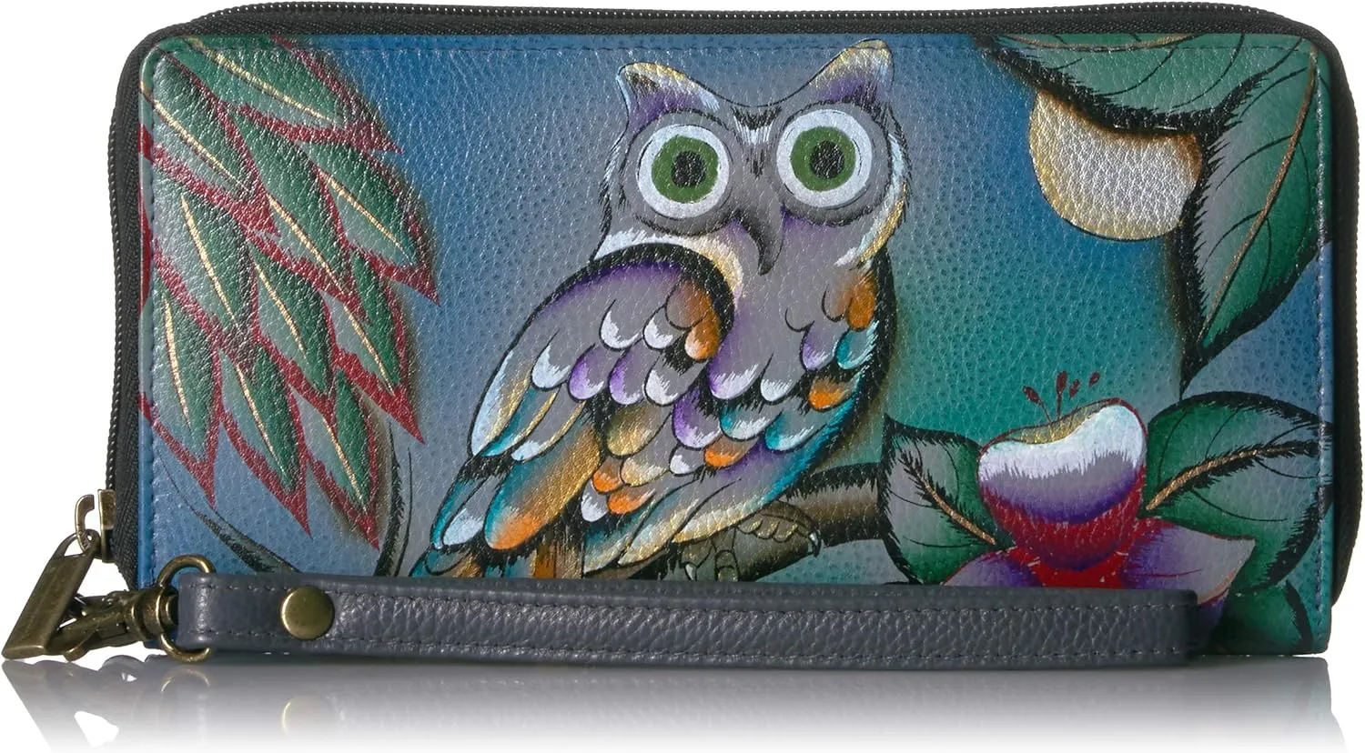 Anna by Anuschka Women's Hand Painted Leather Zip-Around Clutch Wallet