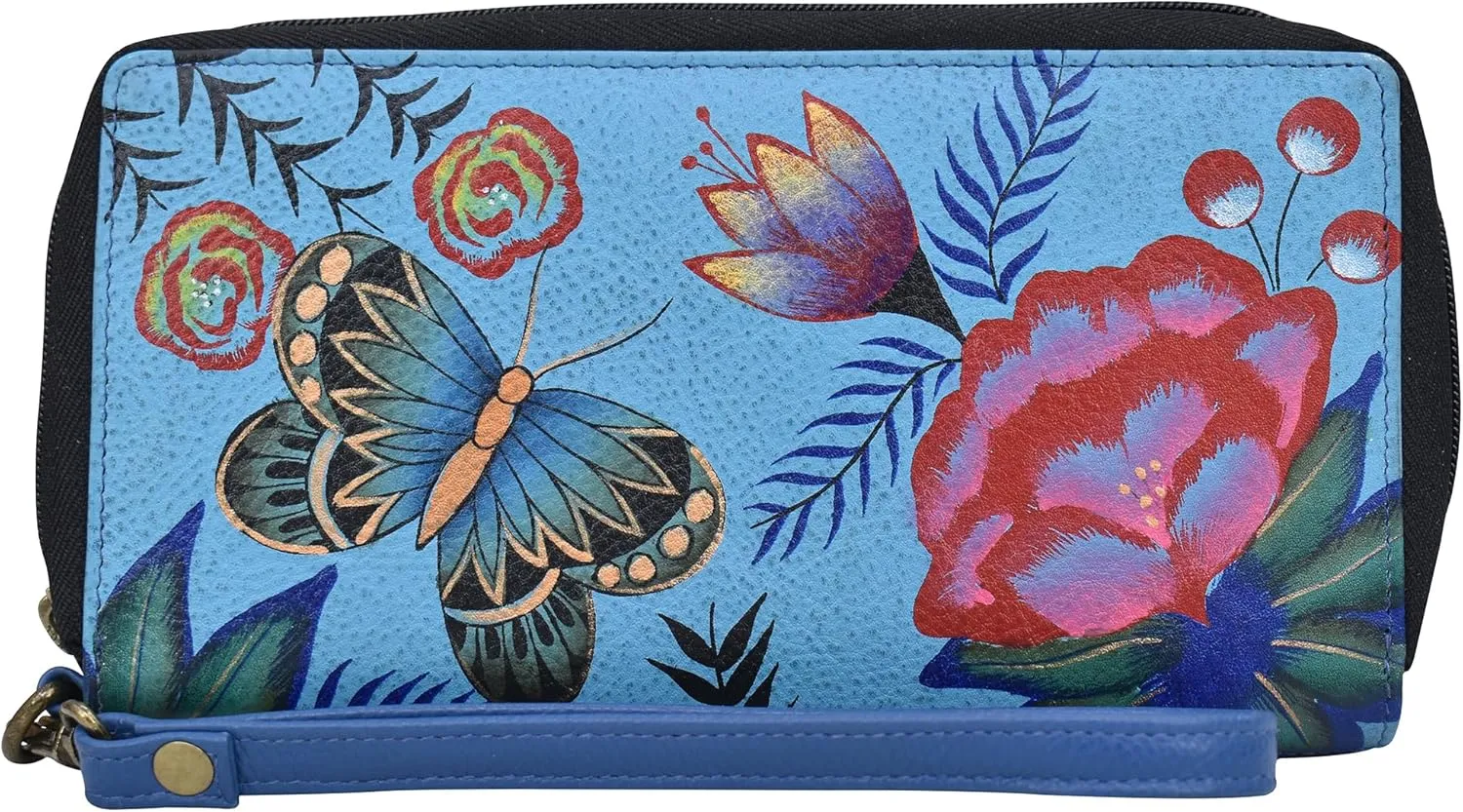 Anna by Anuschka Women's Hand Painted Leather Zip-Around Clutch Wallet