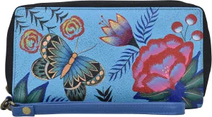 Anna by Anuschka Women's Hand Painted Leather Zip-Around Clutch Wallet