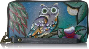 Anna by Anuschka Women's Hand Painted Leather Zip-Around Clutch Wallet