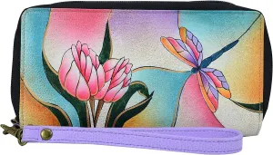 Anna by Anuschka Women's Hand Painted Leather Zip-Around Clutch Wallet