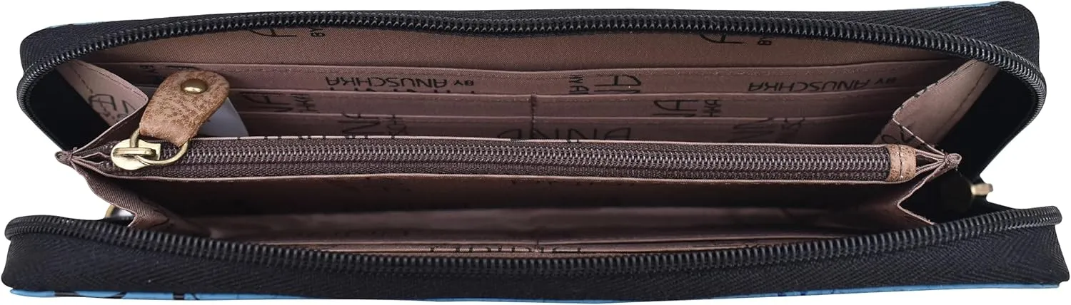 Anna by Anuschka Women's Hand Painted Leather Zip-Around Clutch Wallet