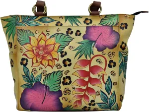 Anna by Anuschka Women's Original Genuine Leather Hand-Painted Large Shoulder Tote - Leather Handbag for Women