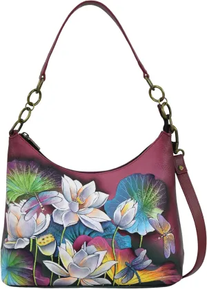 Anna by Anuschka Women's Original Hand-Painted Genuine Leather Hobo Shoulder Bag