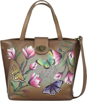 Anna by Anuschka Women’s Original Leather Hand-Painted Medium Tote with Loop and Turn Lock