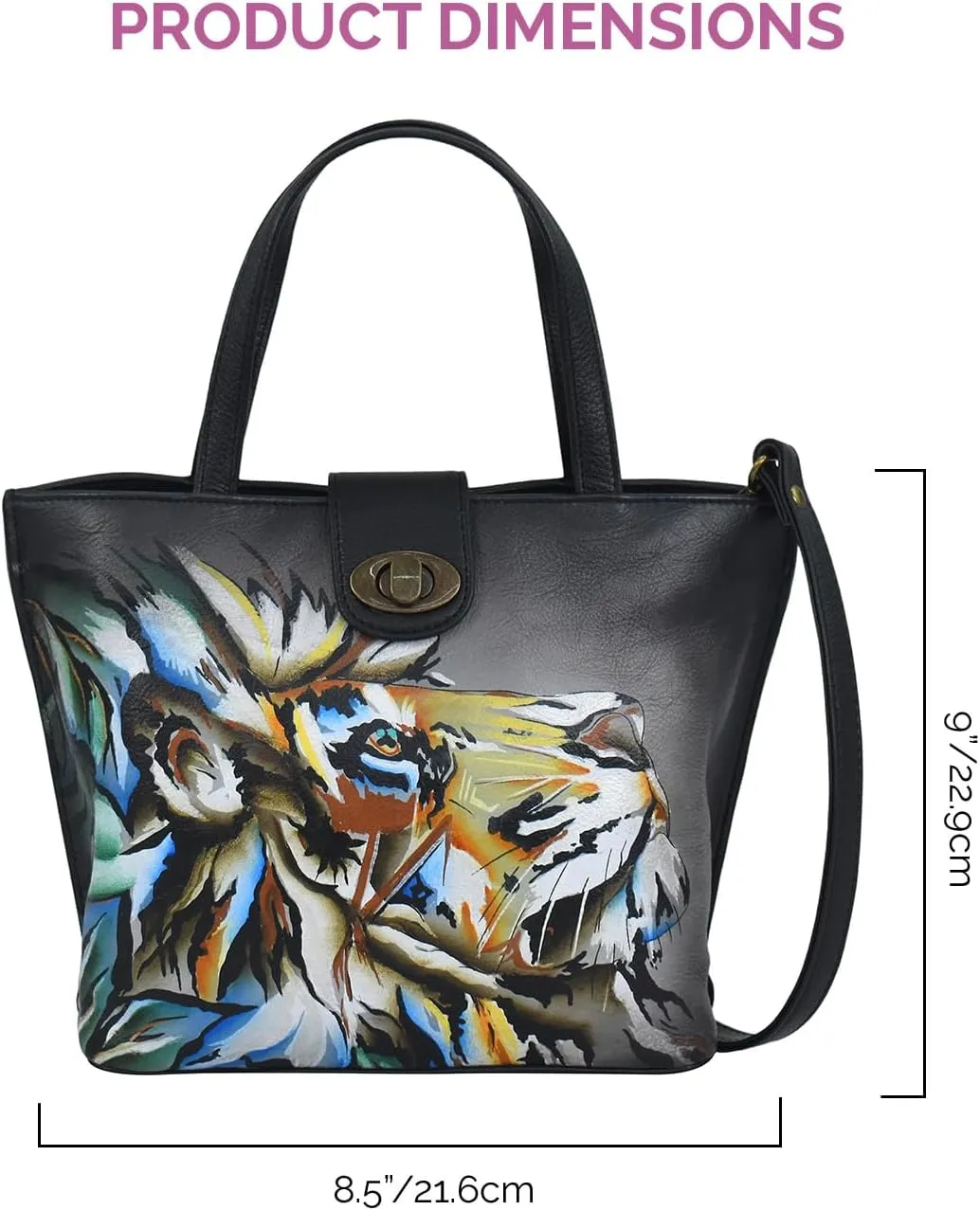 Anna by Anuschka Women’s Original Leather Hand-Painted Medium Tote with Loop and Turn Lock